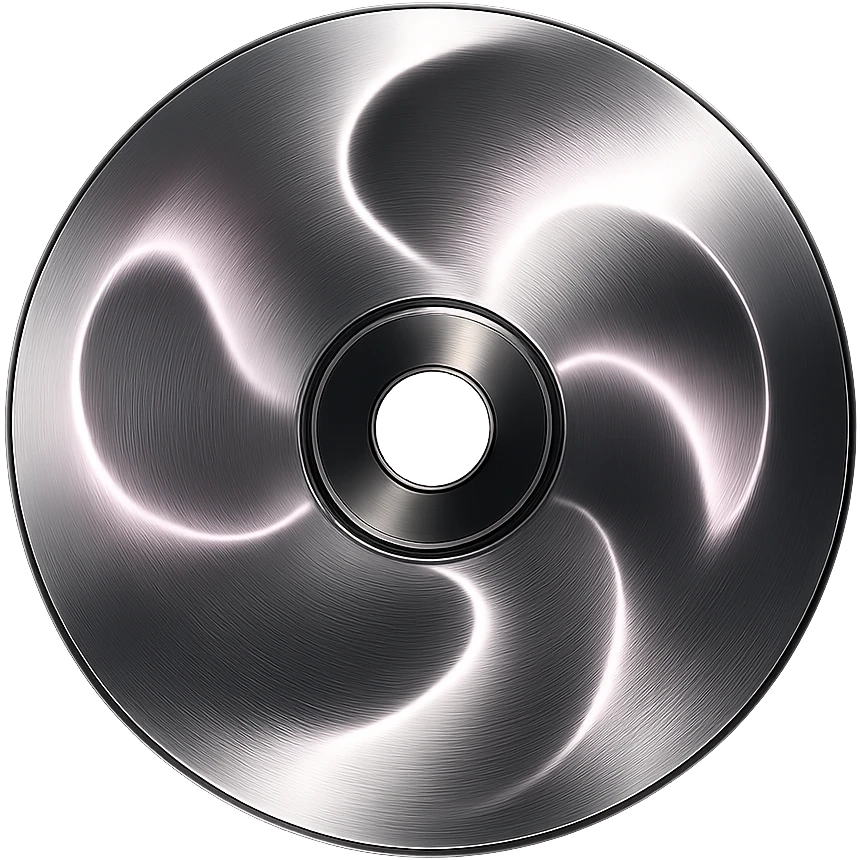 A minimalist CD disc with abstract pattern, glowing effect, pink color emoji