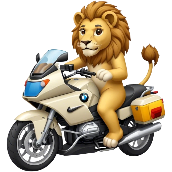 Lion in a BMW motorcycle  emoji