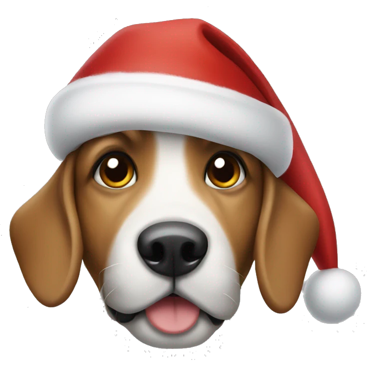Dog wearing santas hat emoji