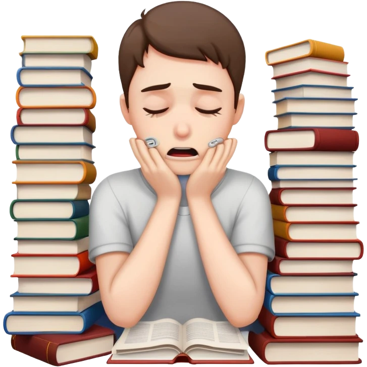 someone choking themself bc they have a lot of homework  emoji