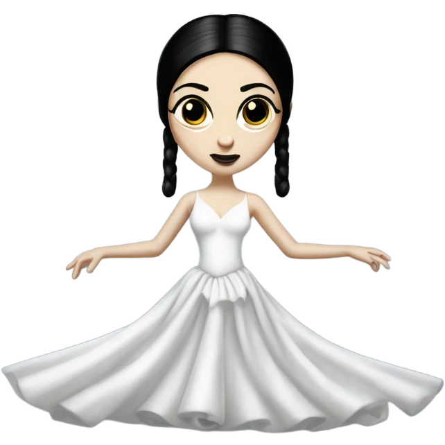 Tall realistic Young Morticia Addams Princess Leia in white ballet  emoji