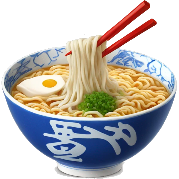 Ramen in blue-white japanese style bowl emoji