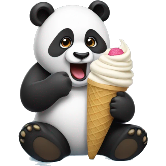 Panda eating ice cream emoji