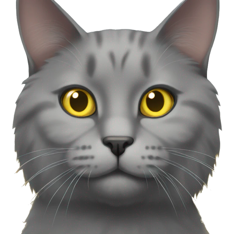 a gray cat with yellow eyes scotch field  emoji
