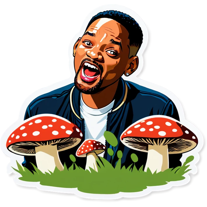 Will Smith eating mushrooms emoji