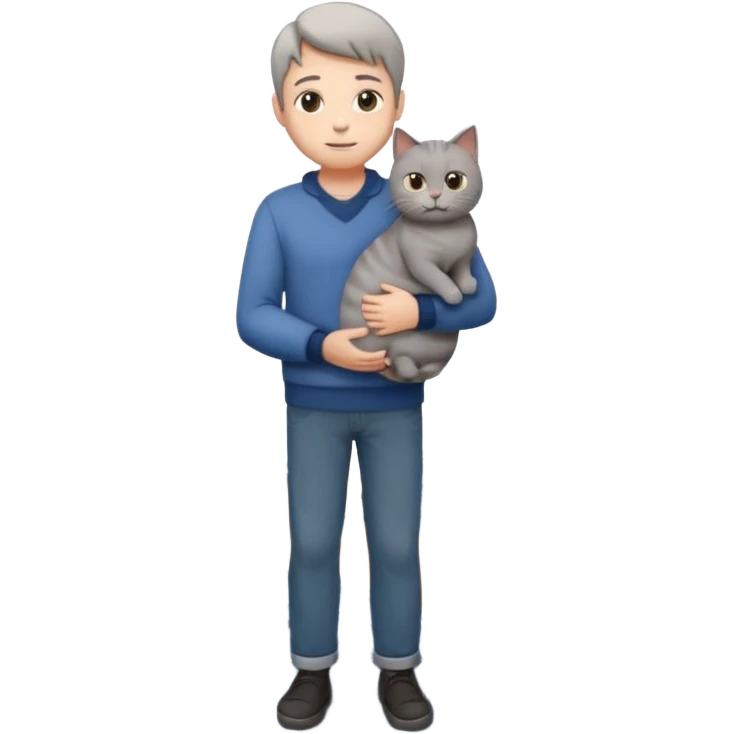 man houd kat vast en staat op dak met cadau`s emoji