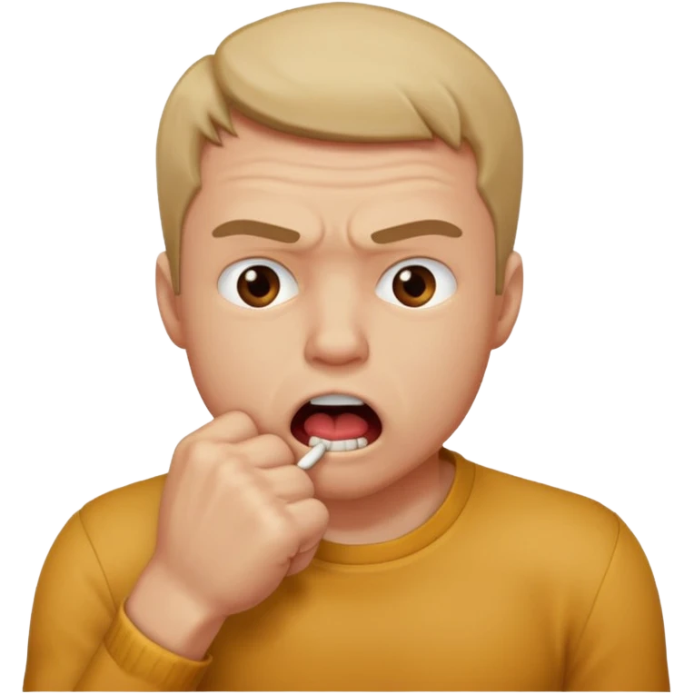 Man biting his fist with his mouth emoji