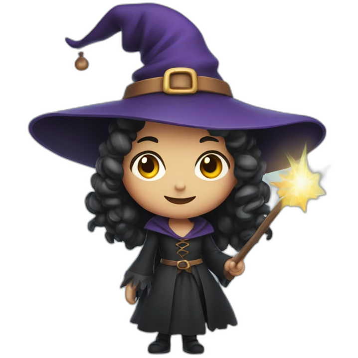 cute witch holding a wand emoji