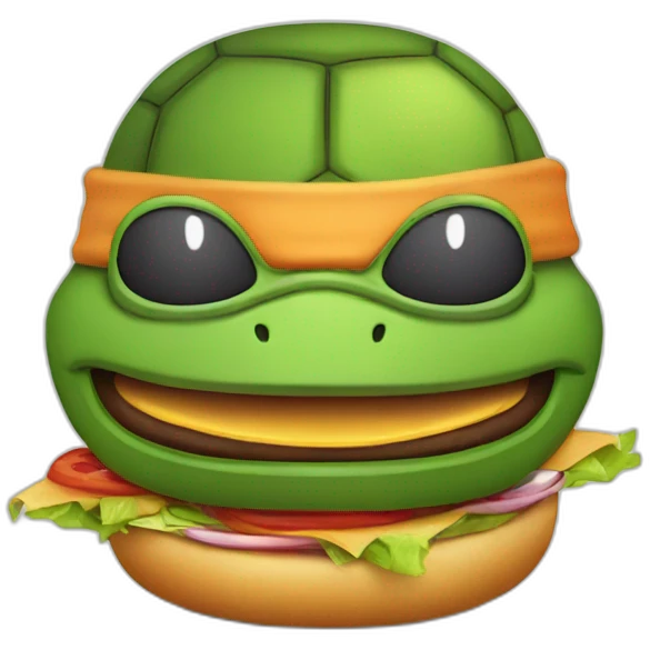 ninja turtle eat hamburger emoji
