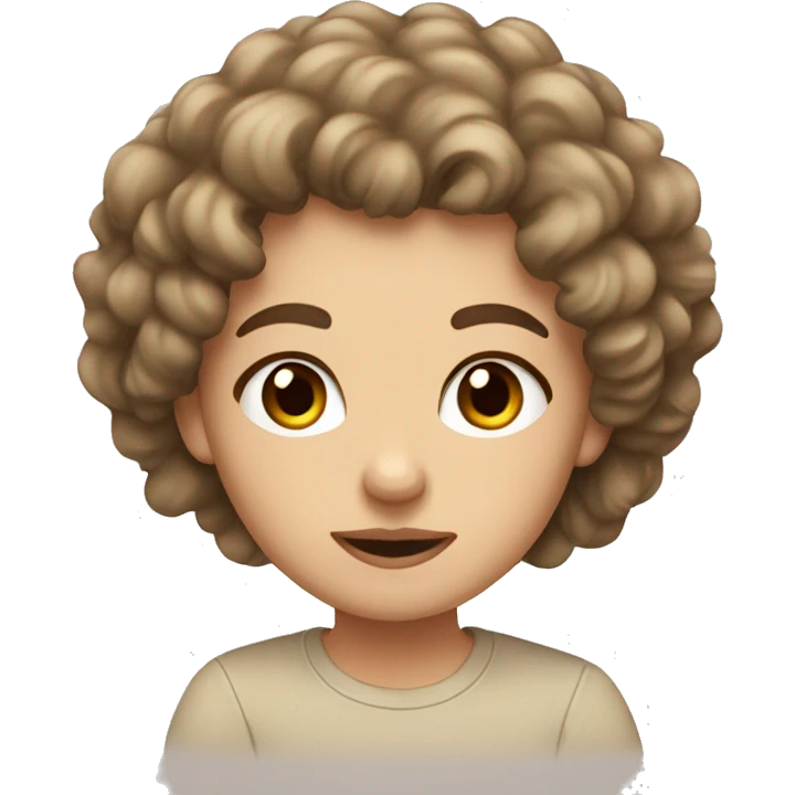 brow hair big curly hair, white girl, beige shirt emoji