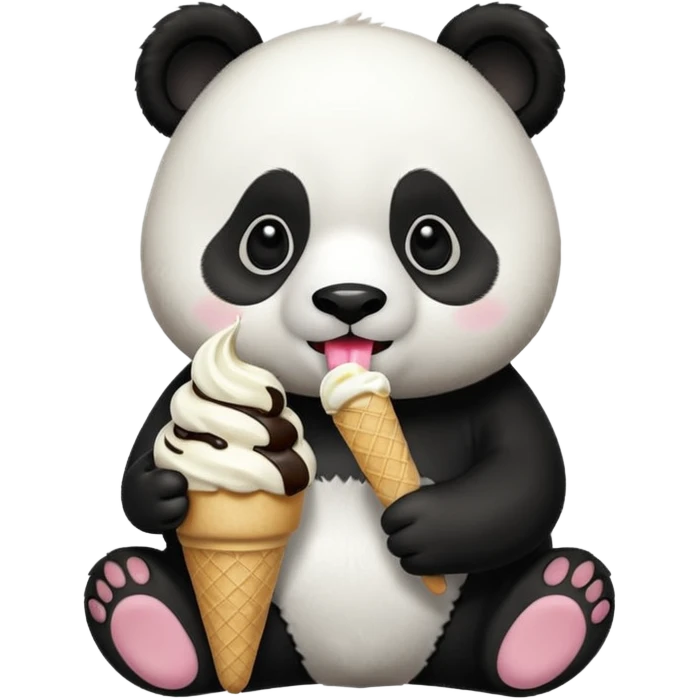 Panda eats ice cream  emoji