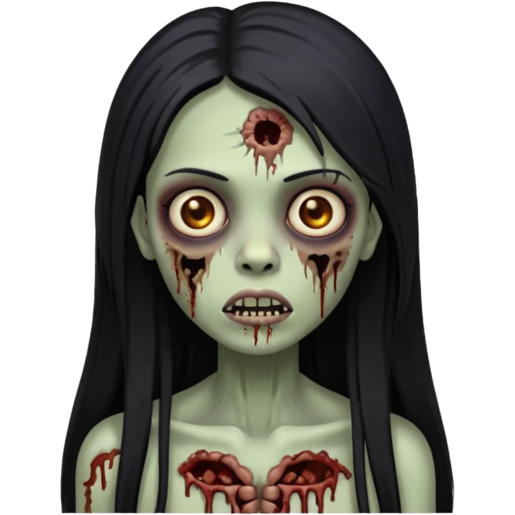 garota zumbi negra cabelo longo e liso preto emoji
