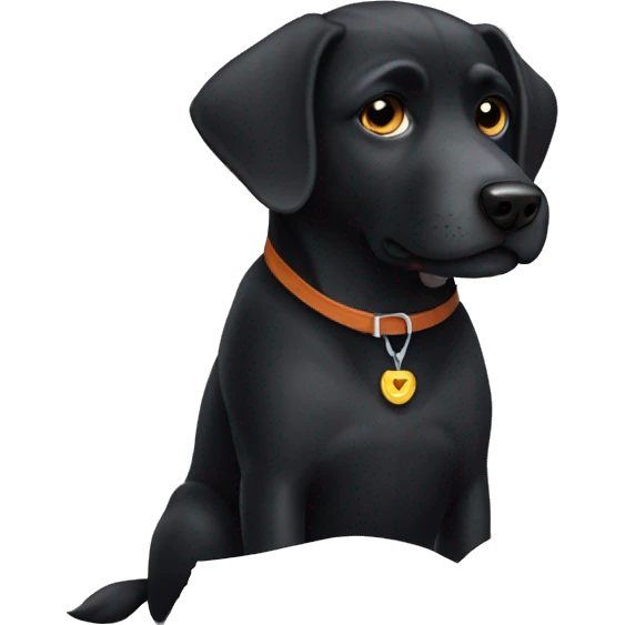 Black dog that studies emoji