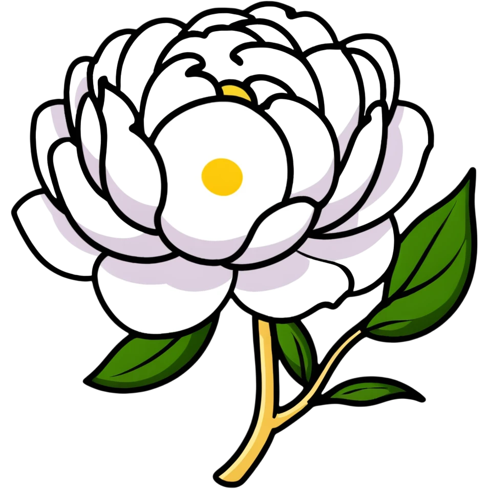 A white peony flower with golden center emoji