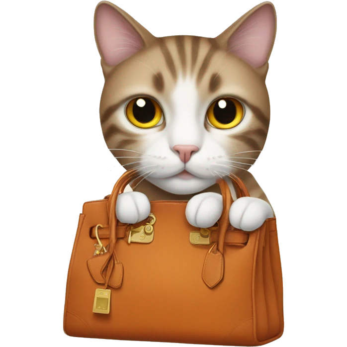 A cat wearing a Hermes bag emoji