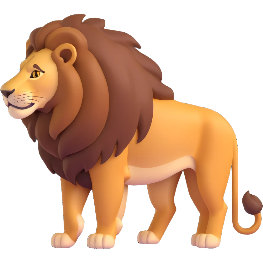 FULL BODY panthera leo male style wild, full flat cute side profile design in 3d soft l centered composition cartoon style128x128 pixels emoji