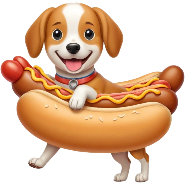 Dog riding a hotdog emoji