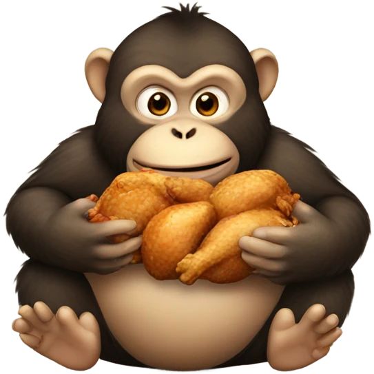 fat monkey eating chicken emoji