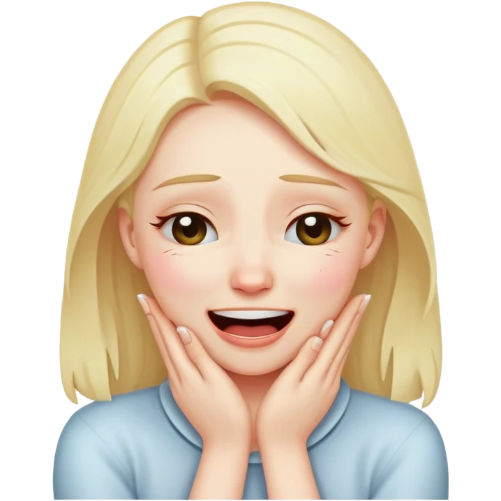 Girl with her hands around her neck crying laughing emoji