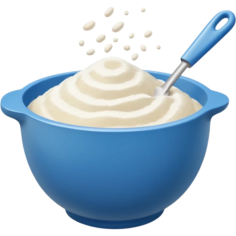 Mixing bowl plastic with flour emoji