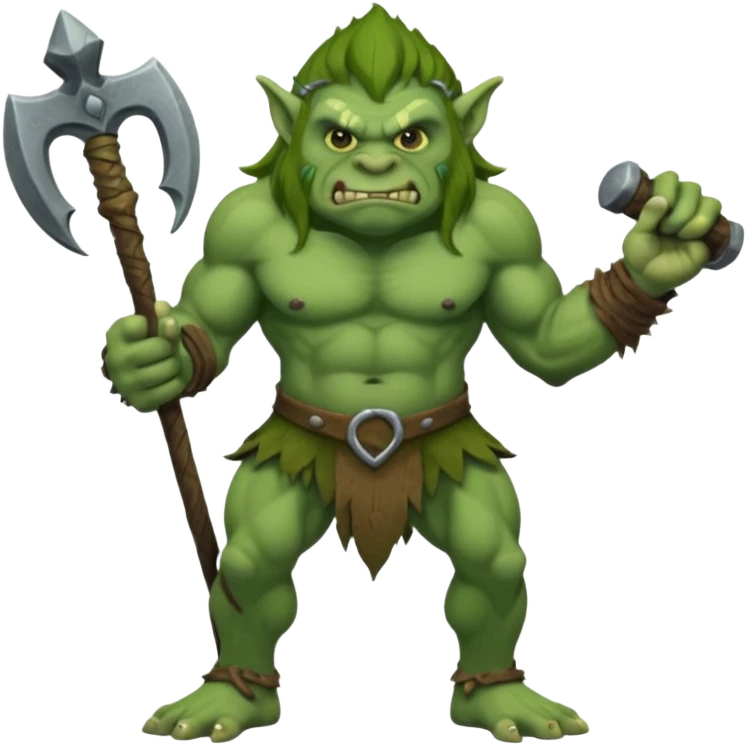 Isometric view full body troll with club  emoji