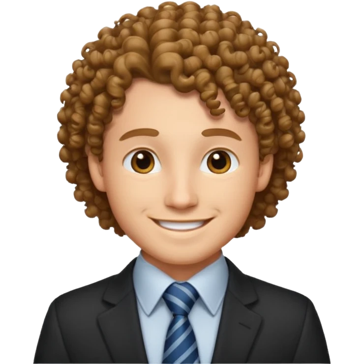 curly man with tie emoji