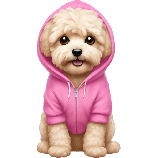Maltipoo in a pink hoodie emoji