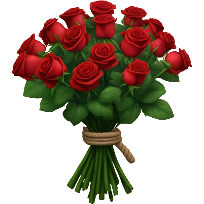 Bouquet red roses with rope emoji