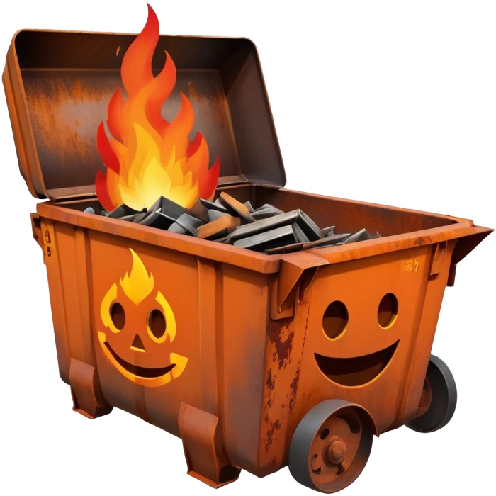 Smiling dumpster with fire coming out of it  emoji