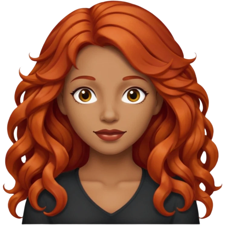 Preta, do cabelo grande ondulado, vermelho, cara de Seria, croped emoji