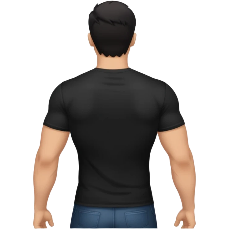 slightly muscular man in black shirt being taken from behind emoji