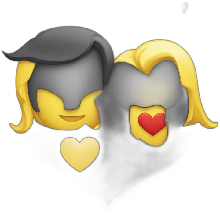 Carita de enamorado con un corazón amarillo y el otro negro  emoji