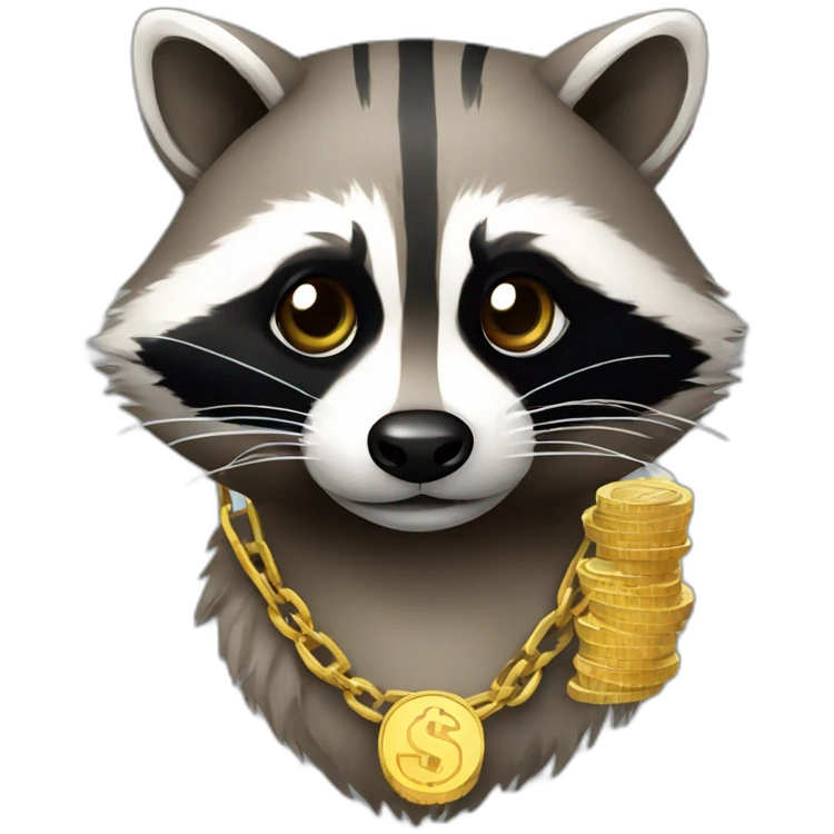 raccoon with a dollar chain emoji