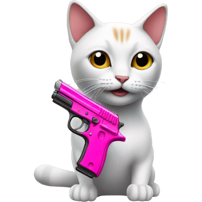 Cat with a pink pistol emoji