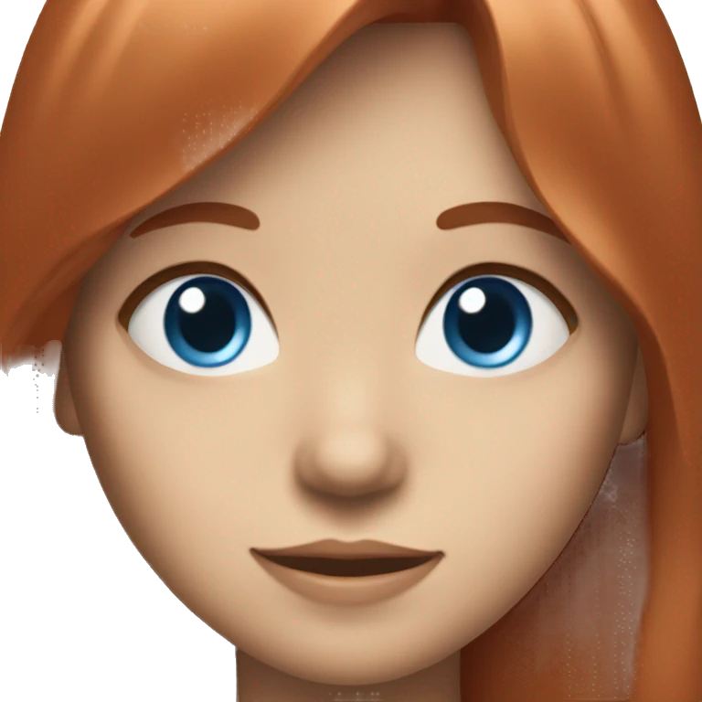 Straight red hair girl with bangs  blue eyes smiling emoji