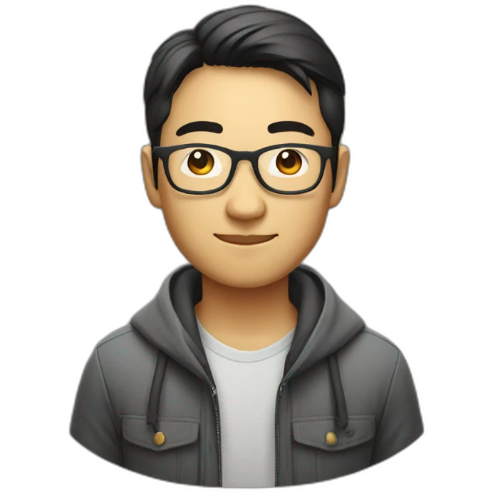 Apple style Asian developer with glasses emoji