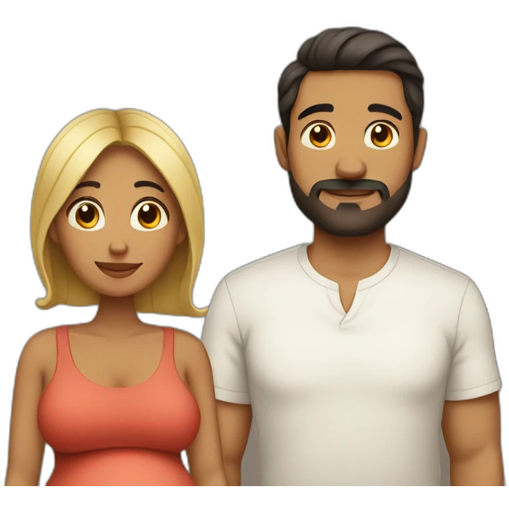 Latin pregnant wife and husband without mustache emoji