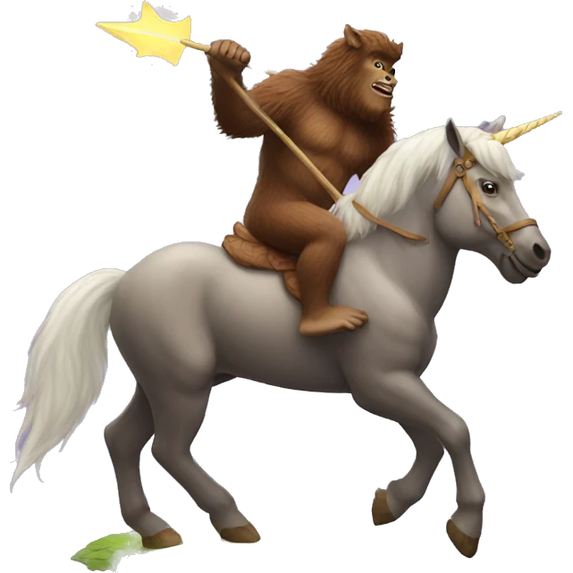 bigfoot riding a unicorn emoji