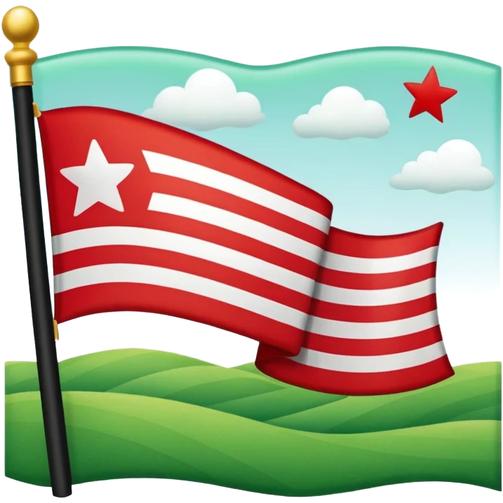 Lienzo Verde (Izquierda): En el extremo izquierdo (pegado al asta) hay un campo de color verde. ​Las Franjas (Derecha): El resto de la bandera se divide en tres franjas horizontales de igual tamaño: roja la superior, blanca la de en medio y roja la inferior. Y cinco estrellas blancas emoji