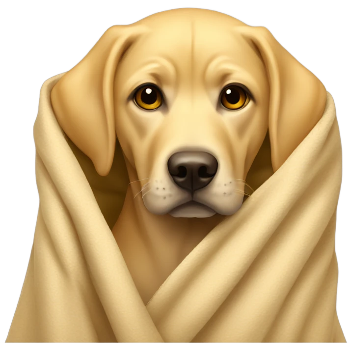 A lab yellow rapped up in a tan blanket  emoji