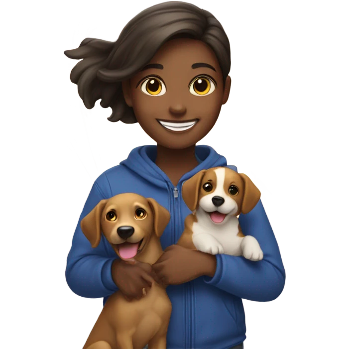 smiling girl with dog with fireworks  emoji