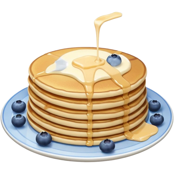 A pancake with blueberries and a glass of milk on the side emoji