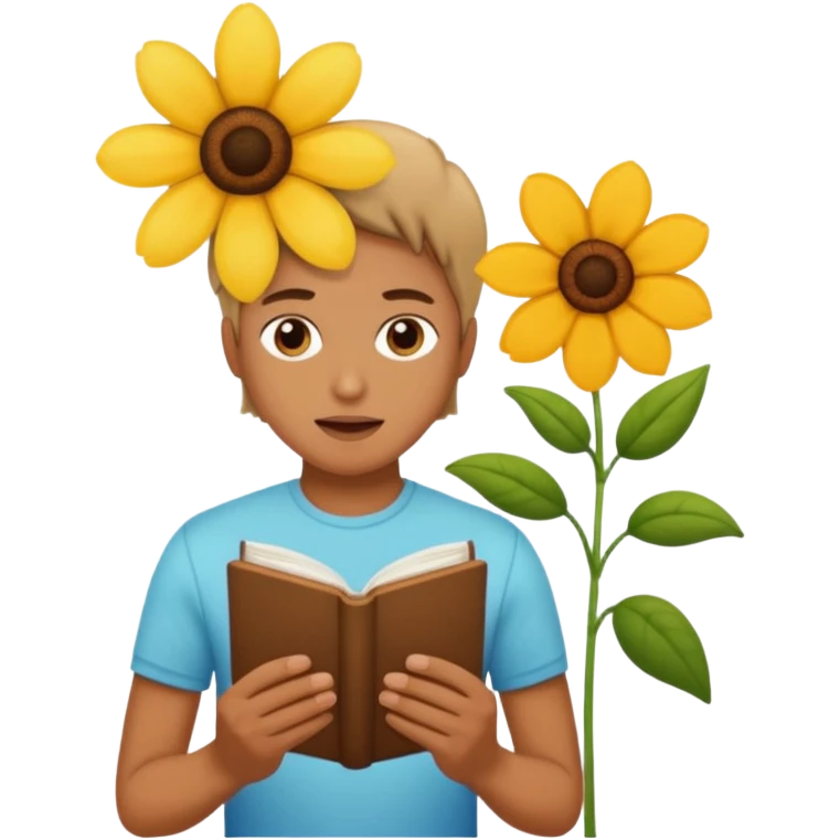 someone who's reading a panel to learn about a big tree/plant/flower emoji