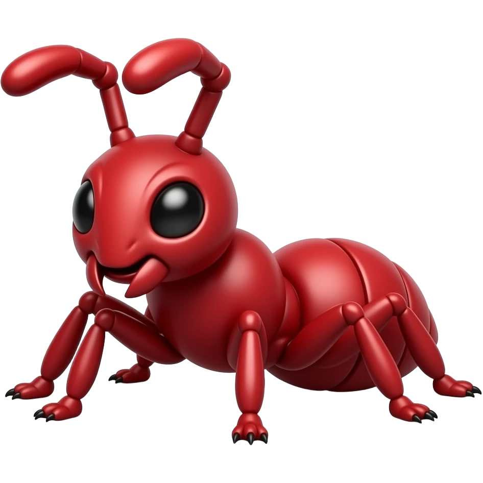 A red muscular ant, cartoon style emoji