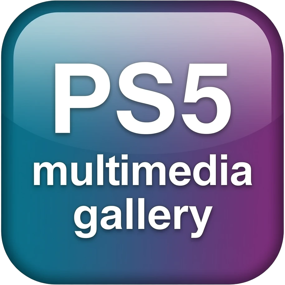 icone style en couleurs  avec ecrit  ps5 galerie multimedia emoji