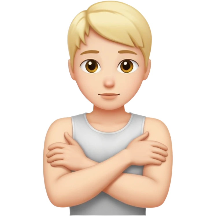 Arms crossed grabbing neck emoji