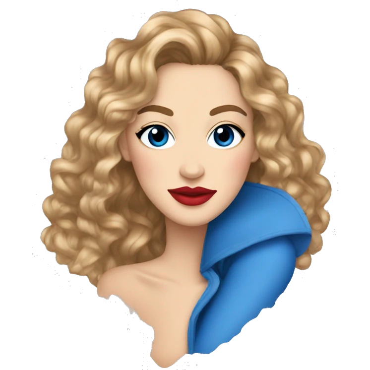 Carrie Bradshaw con ojos azules pelo largo, labios rojos emoji