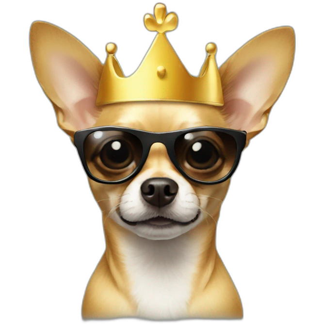 chihuahua with crown and sunglasses emoji