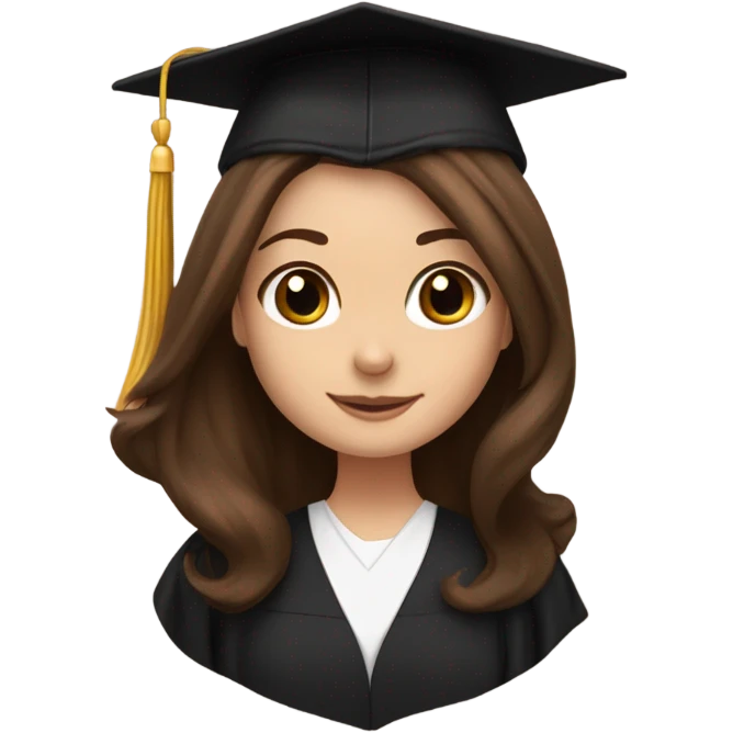 Brown haired white girl in graduation cap holding black long haired dachshund  emoji