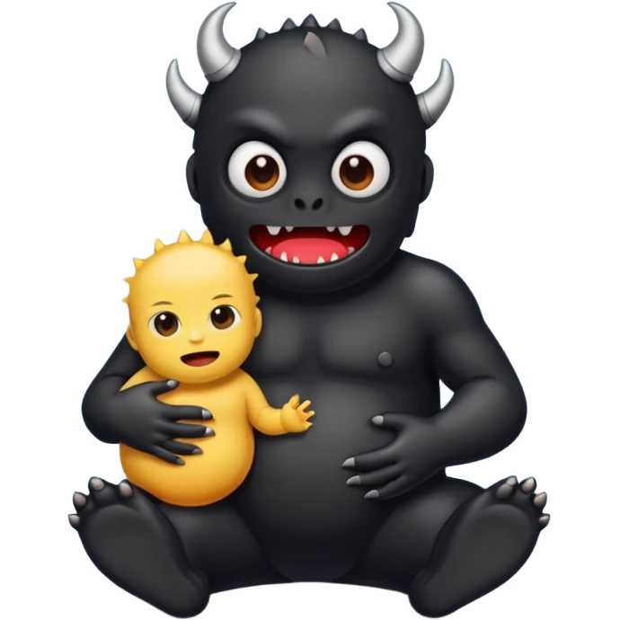 Black body monster with baby emoji emoji